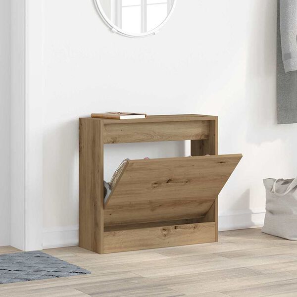 vidaXL Schoenenkast Artisan Eiken 60 x 21 x 57 cm Bewerkt hout