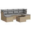 vidaXL 7-delige Loungeset met kussens poly rattan beige