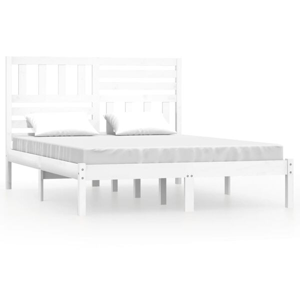 vidaXL Bedframe massief grenenhout wit 160x200 cm