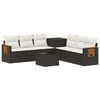 vidaXL Bankstel 8 st Zwart en Cream Wit Poly Rattan en Staal
