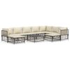 vidaXL 10-delige Loungeset met kussens poly rattan antracietkleurig