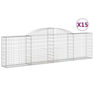 vidaXL Schanskorven 15 st gewelfd 300x30x80/100 cm ijzer