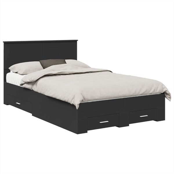 vidaXL Bedframe met hoofdeinde Zwart 120 x 190 cm Bewerkt hout