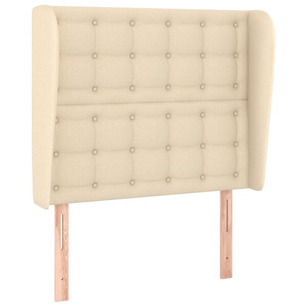 vidaXL Hoofdbord met randen 83x23x118/128 cm stof cr&egrave;mekleurig