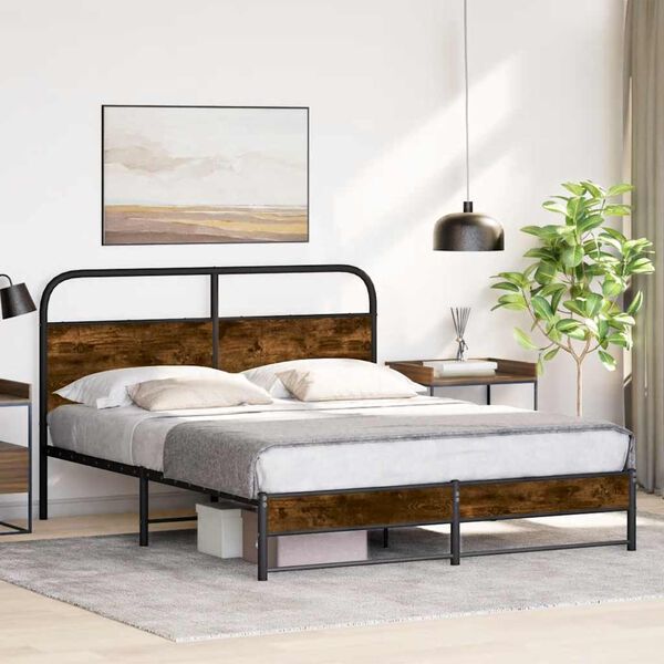 vidaXL Bedframe zonder matras bewerkt hout gerookt eiken 150x200 cm