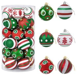 vidaXL Kerstballen set 30 st Wit, rood en groen &Oslash; 6 cm Kunststof