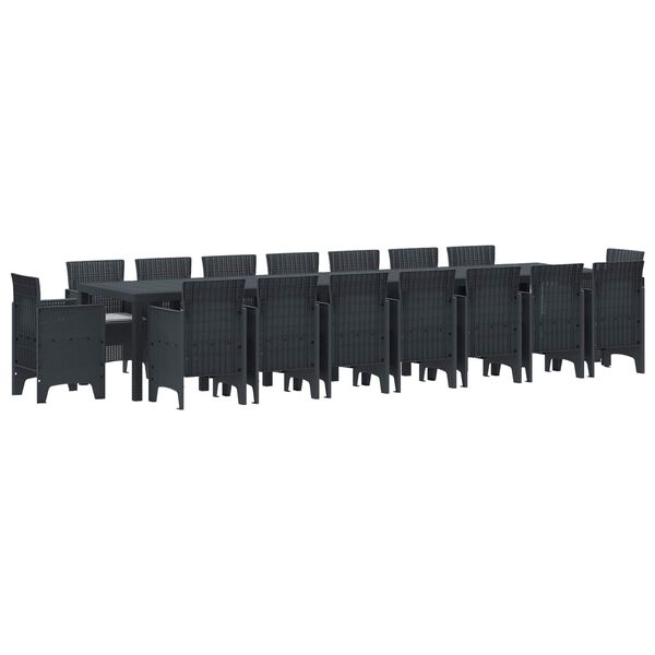 vidaXL Tuin Eettafelset met kussens met kussen 17 pcs Antraciet PP