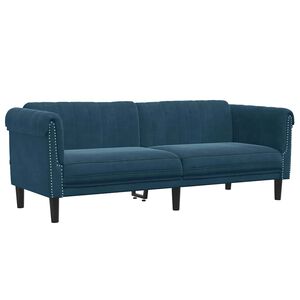 vidaXL Driezitsbank fluweel blauw