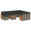 vidaXL 11-delige Loungeset met kussens poly rattan grijs