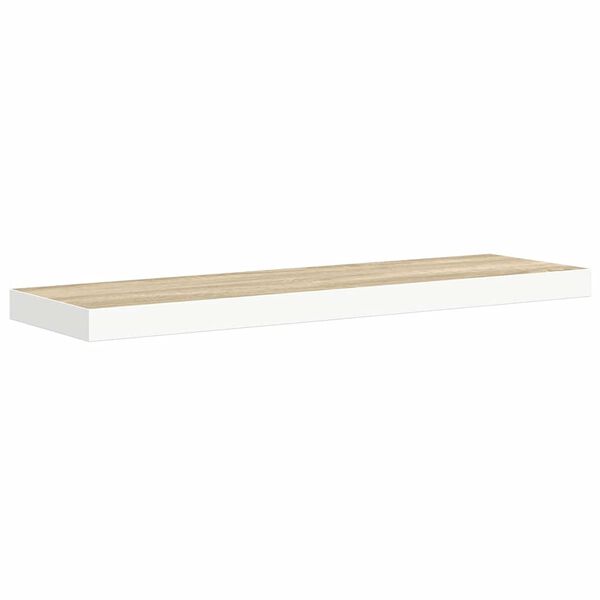 vidaXL Wandschap zwevend 90x23,5x3,8 cm MDF eikenkleurig en wit