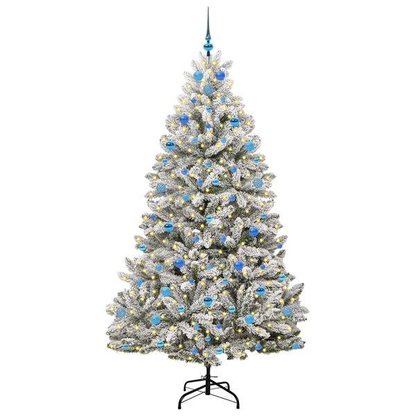 vidaXL Kunstkerstboom met 300 LED Groen en Wit 210 cm PVC en Metaal