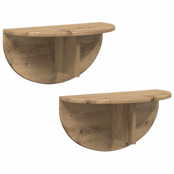 vidaXL Wandplank 2 pcs Artisan Eiken 48 x 24 x 24 cm Bewerkt hout