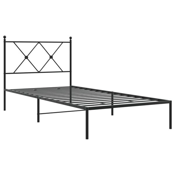 vidaXL Bedframe met hoofdbord metaal zwart 90x190 cm