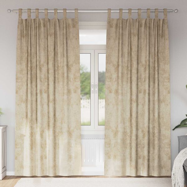 vidaXL Velvet Gordijnen met gordijnen 2 pcs Cr&egrave;me 225 x 140 cm Fluweel