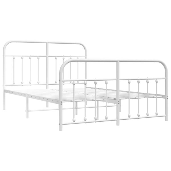 vidaXL Bedframe met hoofd- en voeteneinde metaal wit 140x190 cm