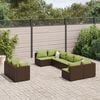 vidaXL 9-delige Loungeset met kussens poly rattan bruin