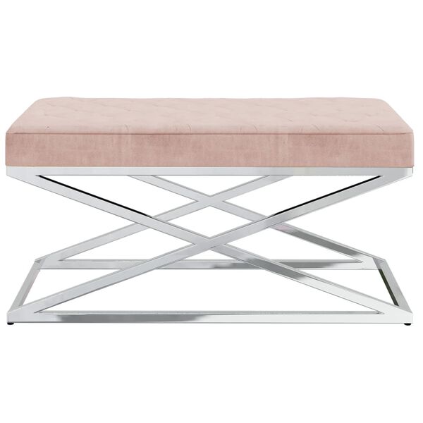 vidaXL Bankje fluweel en roestvrij staal roze