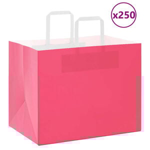 vidaXL Papieren zakken 250 st met hengsels 32x22x24 cm roze