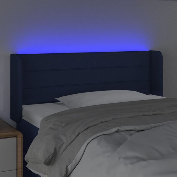 vidaXL Hoofdbord LED 103x16x78/88 cm stof blauw