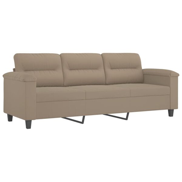 vidaXL Driezitsbank met kussens 180 cm microvezelstof taupe