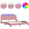 vidaXL Bedframe met LED zonder matras fluweel roze 180x200 cm