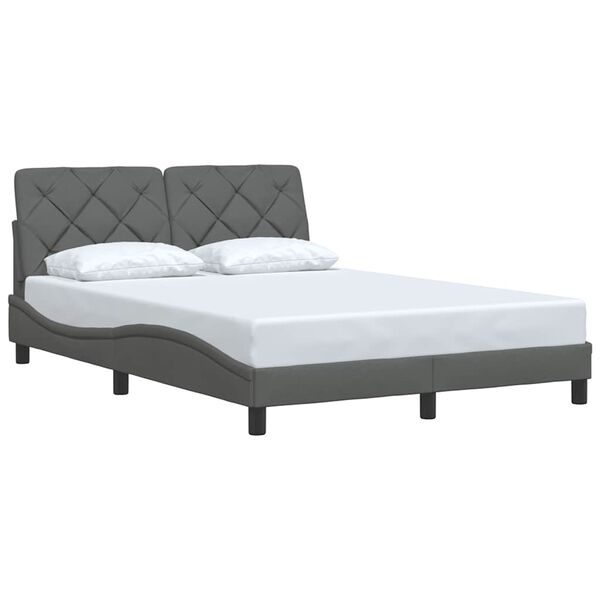 vidaXL Bedframe zonder matras stof donkergrijs 140x190 cm