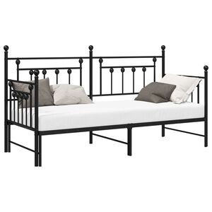 vidaXL Bedframe voor een daybed met hoofdeinde Zwart 75 x 190 cm Staal