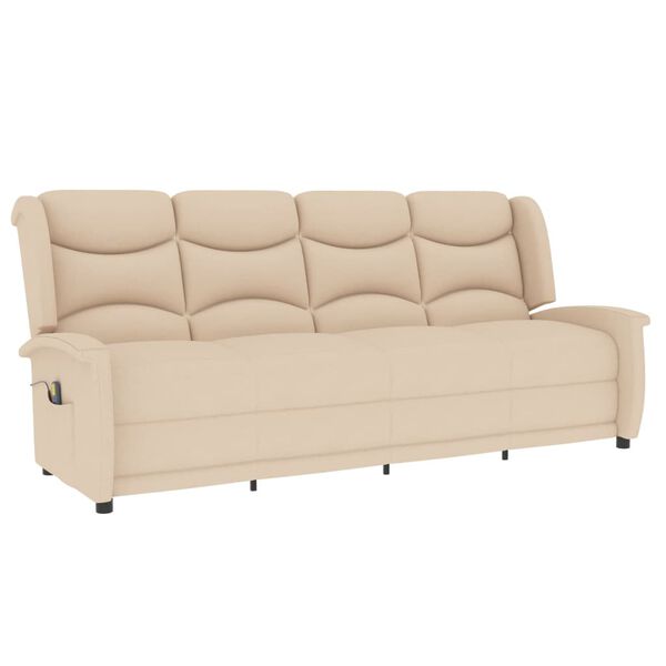 vidaXL Massagestoel 4-zits verstelbaar stof cr&egrave;mekleurig