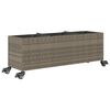vidaXL Plantenbak met wielen 3 potten 107x32x38 cm poly rattan grijs