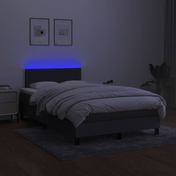 vidaXL Boxspring met matras en LED stof donkergrijs 120x190 cm