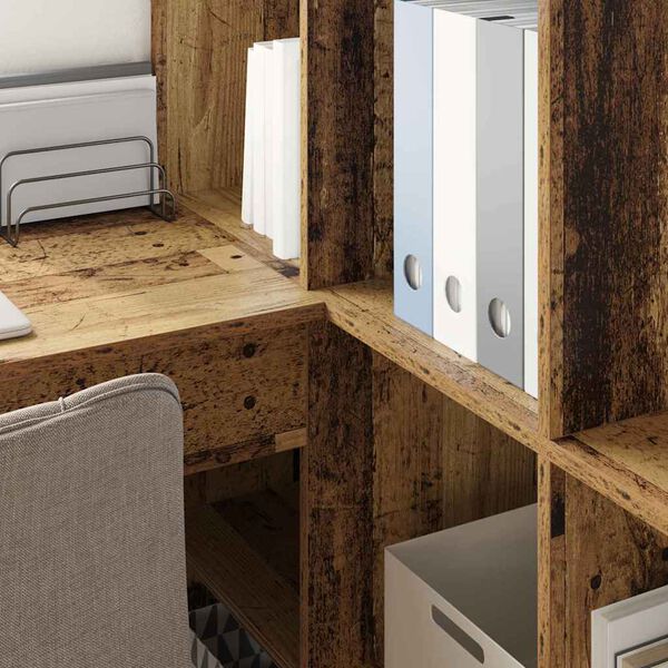 vidaXL Hoekbureau Oud Hout 101,5 x 149,5 x 149,5 cm Bewerkt hout