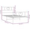 vidaXL Bedframe met hoofd- en voeteneinde metaal wit 75x190 cm