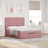 vidaXL Ottoman bed met matrassen en LED's 140x200cm fluweel roze
