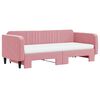 vidaXL Slaapbank onderschuifbed en matrassen 90x200 cm fluweel roze