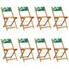 vidaXL Opklapbare stoelen, 8 stuks, groene stof en massief hout.