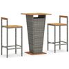 vidaXL 3-delige Tuinbarset poly rattan en massief acaciahout grijs