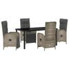 vidaXL Tuin eettafelset 5 st Grijs poly rattan