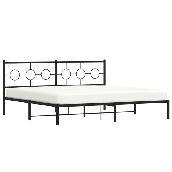 vidaXL Bedframe met hoofdbord metaal zwart 193x203 cm