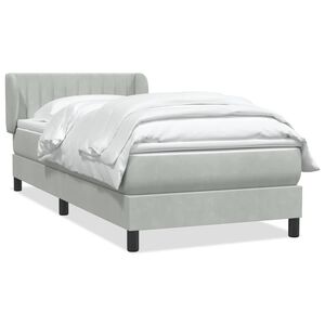 vidaXL Boxspring met matras fluweel lichtgrijs 90x210 cm