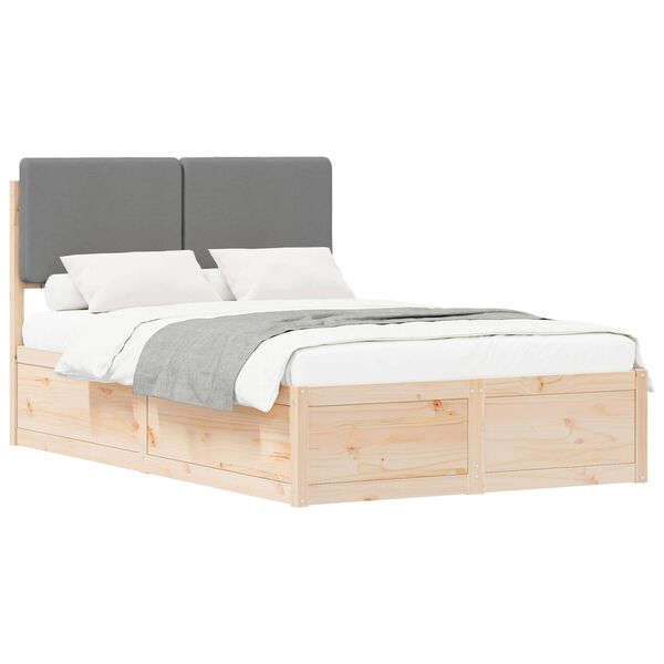 vidaXL Bedframe met Gevoerd Hoofdgedeelte Lichtgrijs 120 x 190 cm