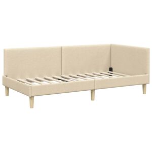 vidaXL Hoekbedframe met hoofdeinde Crème 80 cm x 200 cm Fluweel