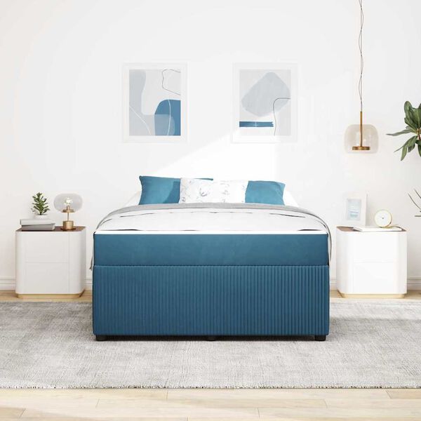 vidaXL Bedframe met matras Blauw 140 x 200 cm Stof