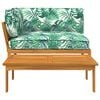 vidaXL Bankstel met kussen Blad 2 pcs Bladpatroon Massief Acaciahout
