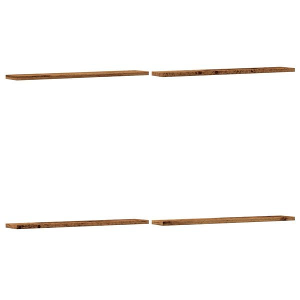 vidaXL Wandschappen 4 st 60x10x1,5 cm bewerkt hout oud houtkleurig