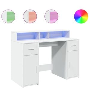 vidaXL Bureau met LED-verlichting 120x55x91 cm bewerkt hout wit