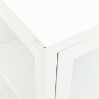 vidaXL Dressoir 105x35x70 cm staal en glas wit