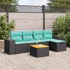 vidaXL 6-delige Loungeset met kussens poly rattan zwart