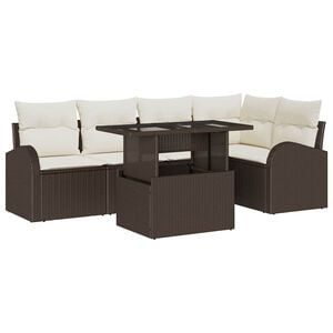 vidaXL Tuin Sofa Set 6 st 5-Aantal zitplaatsen Bruin Poly riet