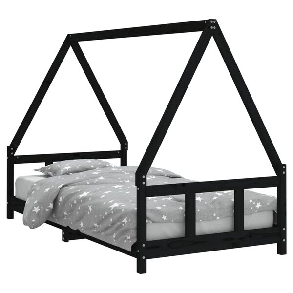 vidaXL Kinderbedframe 90x190 cm massief grenenhout zwart
