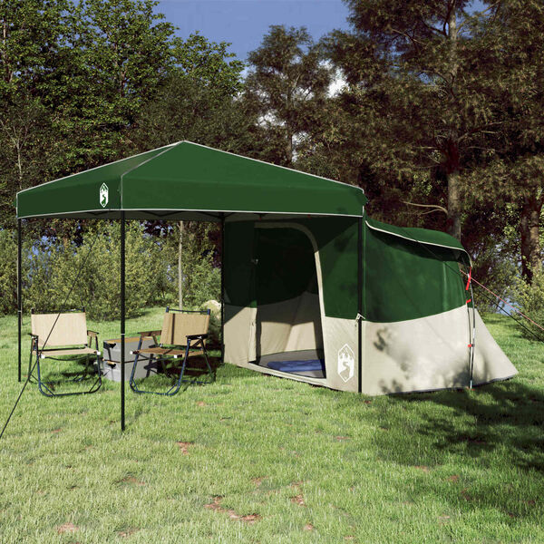 vidaXL Camping Tent Set met dak met opslag 2 pcs Groen Taffeta en Stof